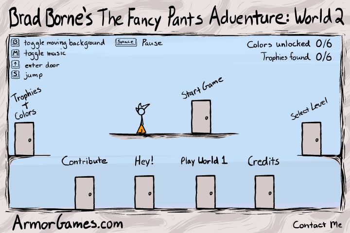 The Fancy Pants Adventure: World 2 (Browser) screenshot: Main menu