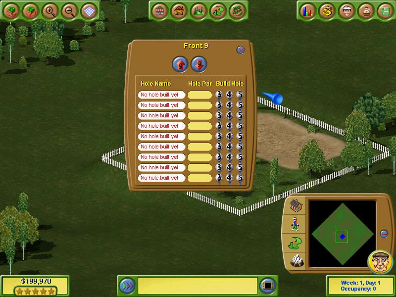 Golf Resort Tycoon II (Windows) screenshot: Starting to build a golf course