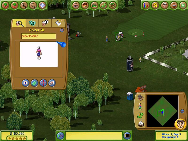 Golf Resort Tycoon II (Windows) screenshot: Information on this golfer