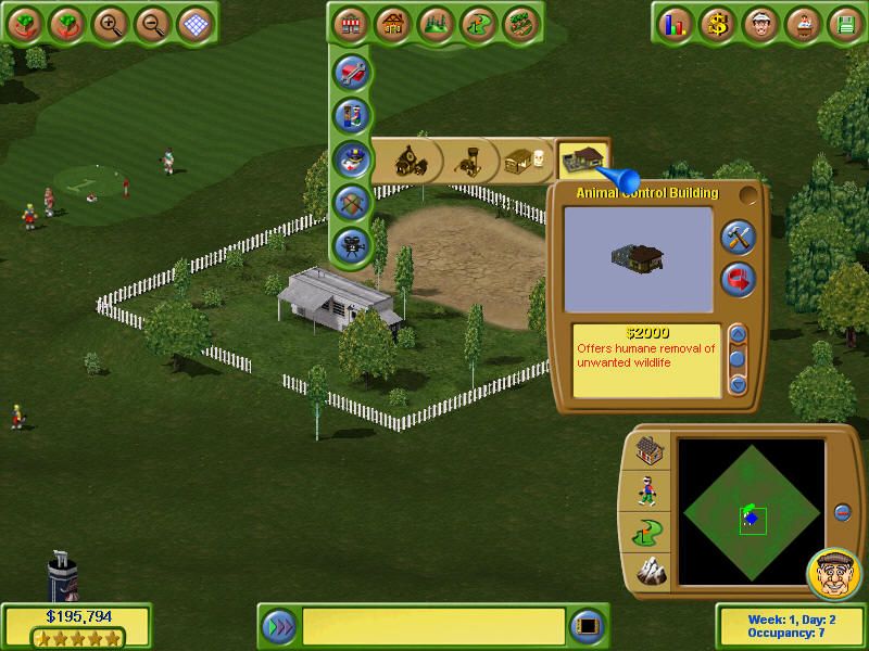 Golf Resort Tycoon II (Windows) screenshot: Choosing a building to build