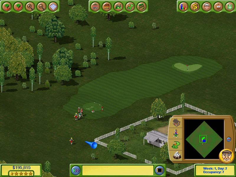 Golf Resort Tycoon II (Windows) screenshot: Golfers lining up to play this hole