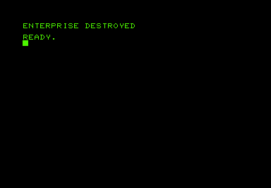 Star Trek (Commodore PET/CBM) screenshot: Game over