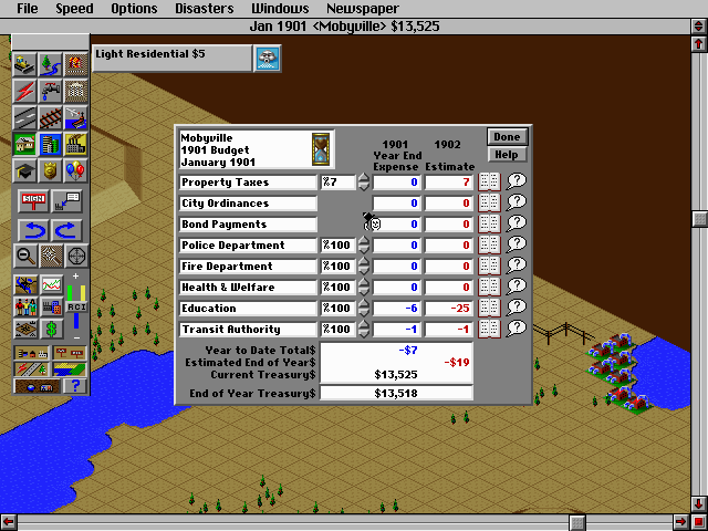 SimCity 2000 (DOS) screenshot: End-of-year report