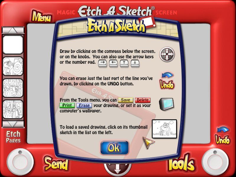 Etch A Sketch (Windows) screenshot: Etch A Sketch intructions