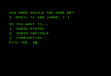 Screenshot of States (Commodore PET/CBM, 1979) - MobyGames