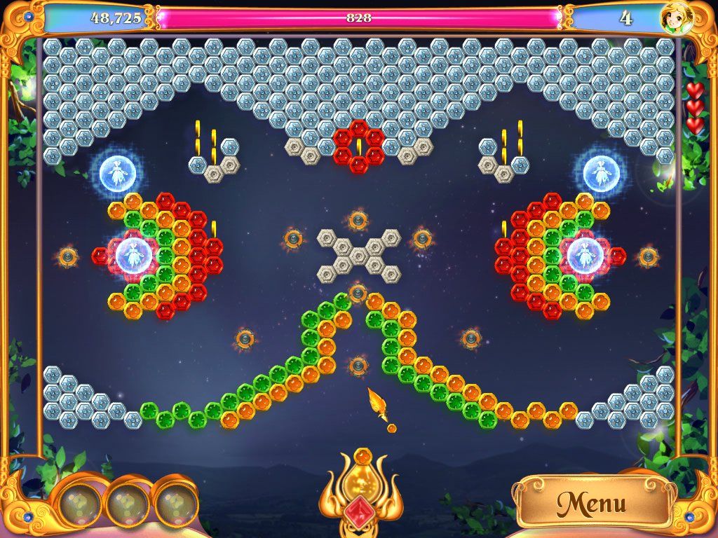 Fairy Jewels 2 (Windows) screenshot: These iron bricks can't be destroyed.