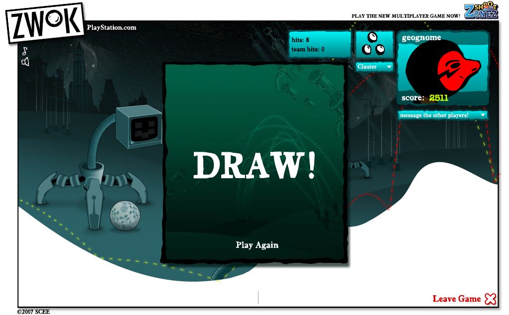Zwok (Browser) screenshot: It's a draw!