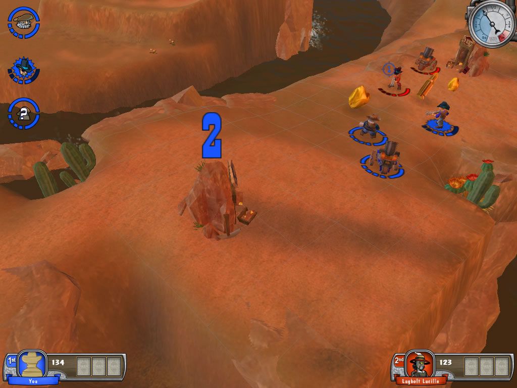 Bang! Howdy (Windows) screenshot: Collect the gold nuggers and bring them back to your claim.