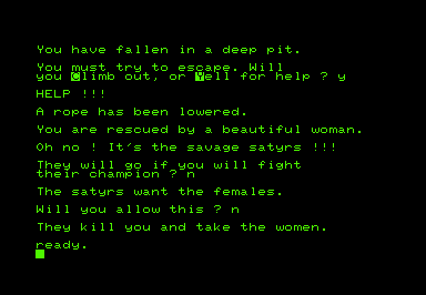 Swords and Sorcery (Commodore PET/CBM) screenshot: Dead again