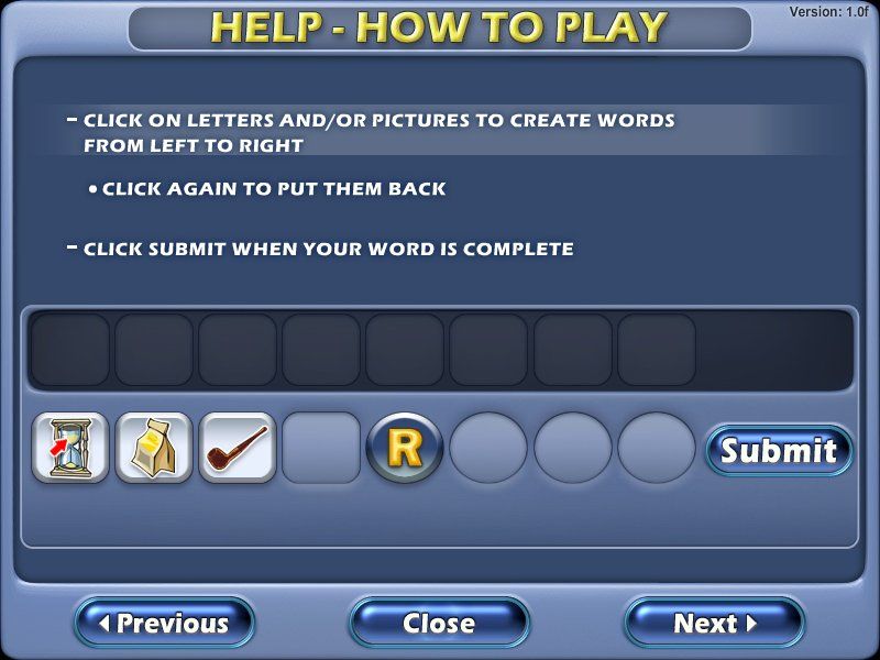 PictoWords (Windows) screenshot: Help - How To Play