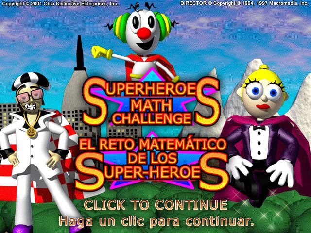 Superheroes Math Challenge (Windows) screenshot: Title screen