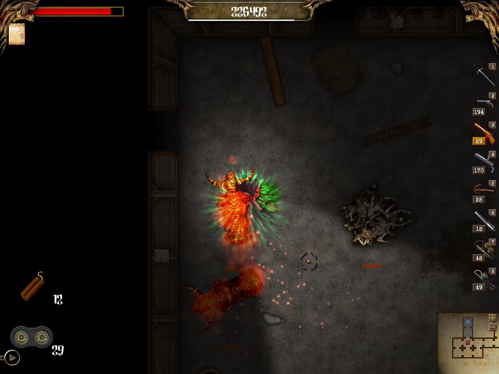 Larva Mortus (Windows) screenshot: Demon bulls are easy to kill but they pack a mean punch.