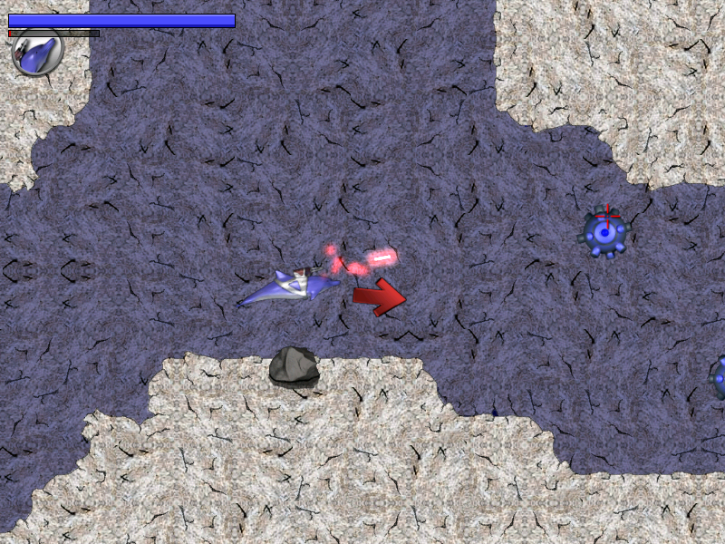 Laser Dolphin (Windows) screenshot: Shooting lasers at a mine.