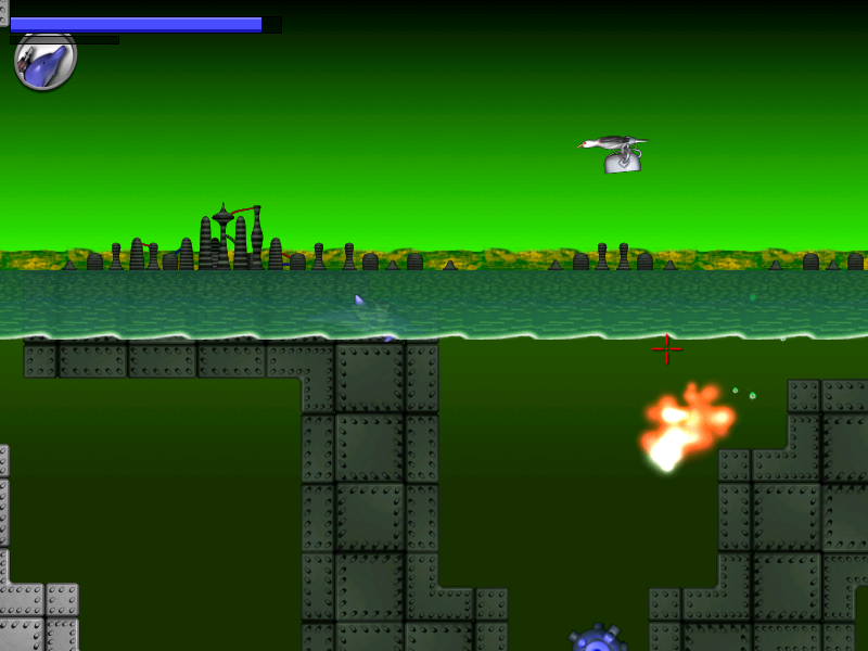 Laser Dolphin (Windows) screenshot: This place seems a bit more populated.