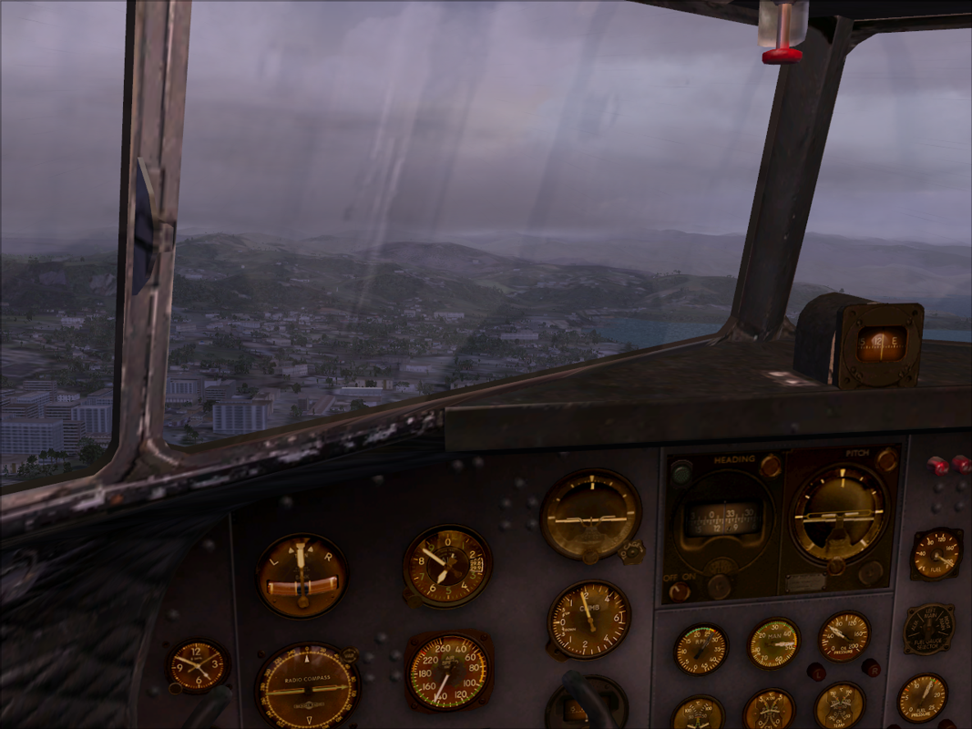 Microsoft Flight Simulator X (Windows) screenshot: Piloting a Douglas DC-3.