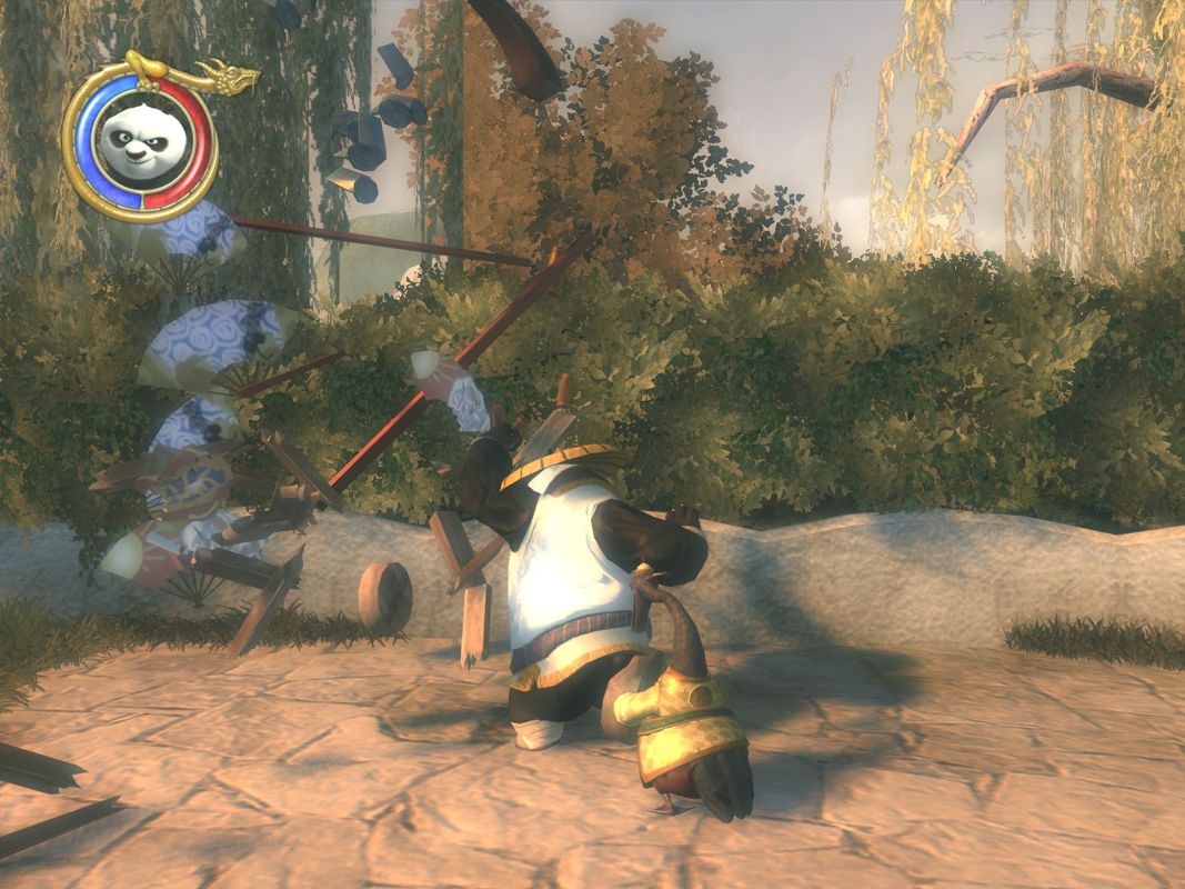 Kung Fu Panda (Windows) screenshot: Trashing a stand.