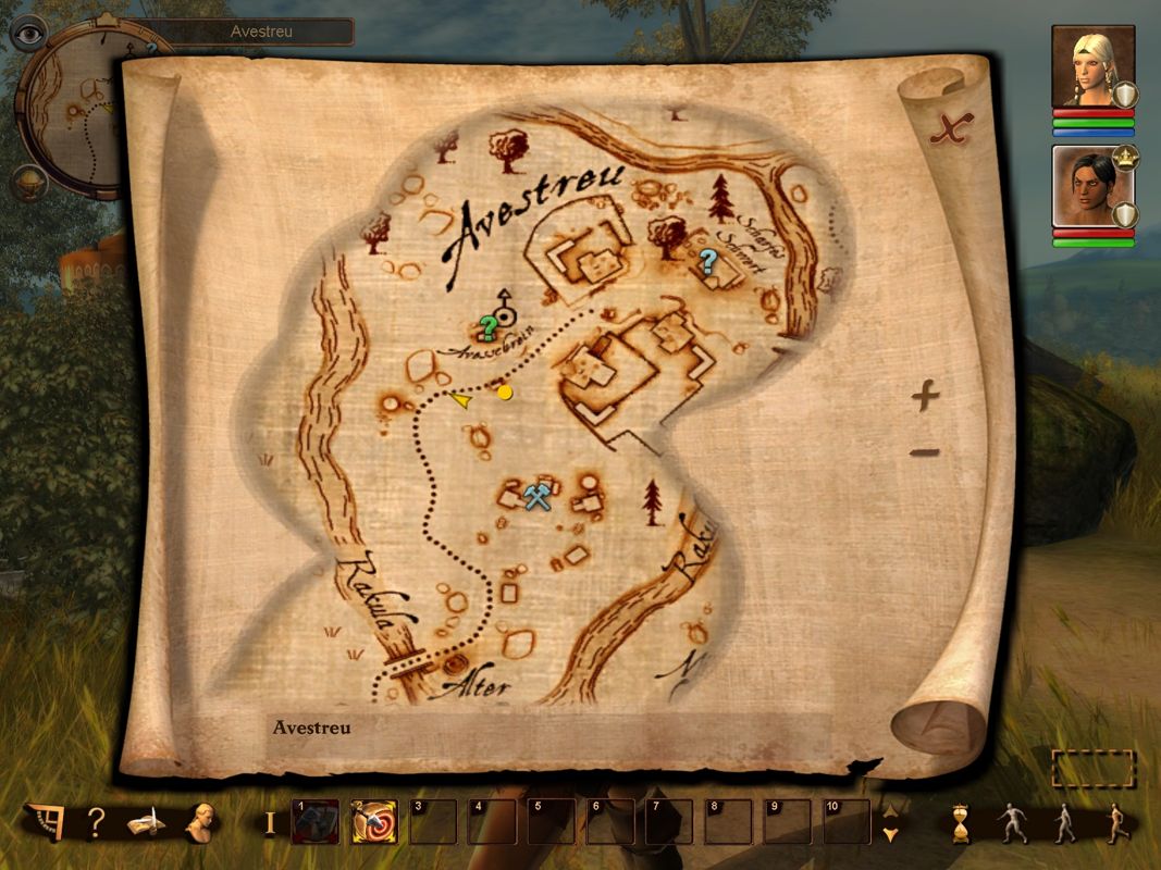 The Dark Eye: Drakensang (Windows) screenshot: The map of the current zone.