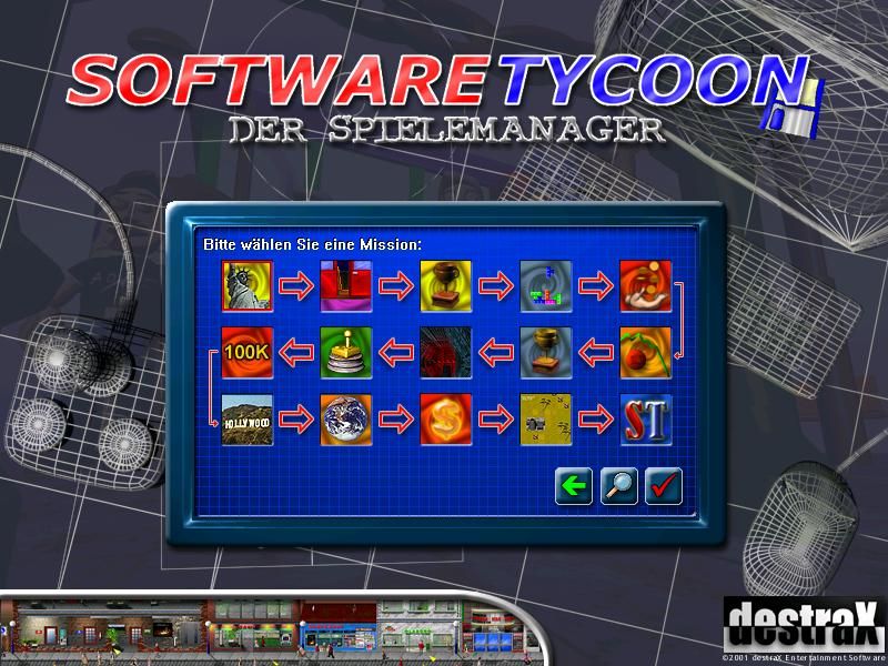 Software Tycoon: Der Spielemanager (Windows) screenshot: Scenario selection