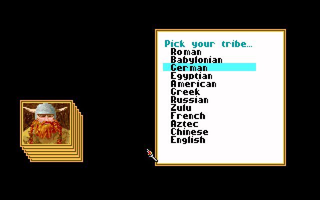 Sid Meier's Civilization (DOS) screenshot: Select your tribe