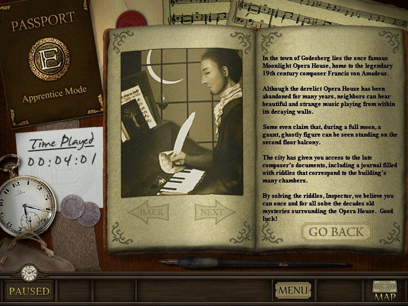 Forgotten Riddles: The Moonlight Sonatas (Windows) screenshot: Diary