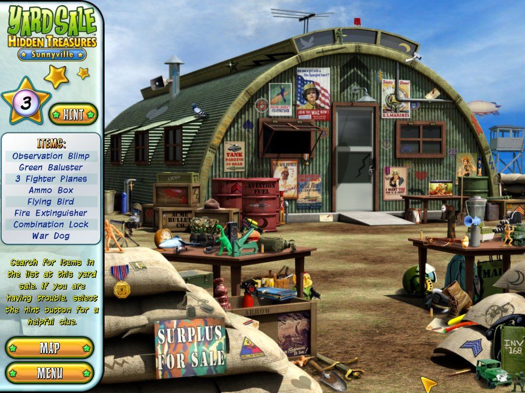 Yard Sale Hidden Treasures: Sunnyville (Windows) screenshot: Army yard