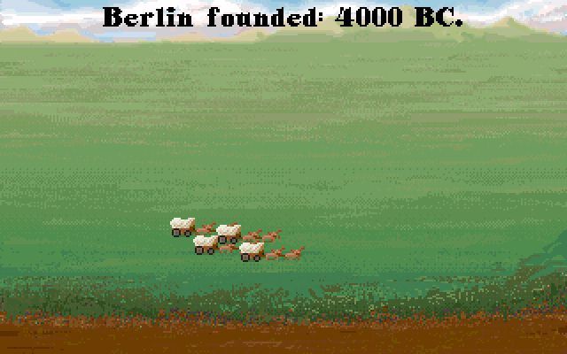 Sid Meier's Civilization (DOS) screenshot: Start building of new city Splash screen