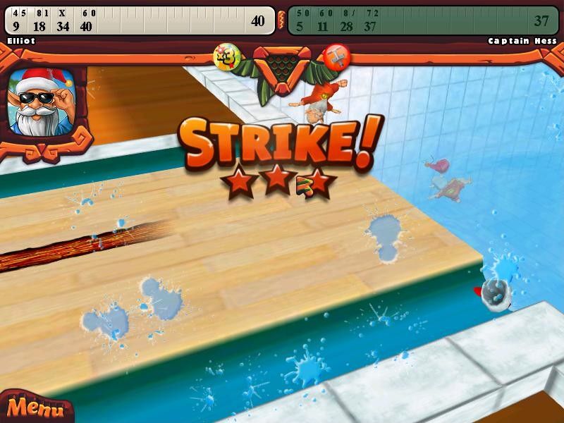 Elf Bowling: Hawaiian Vacation (Windows) screenshot: Strike!