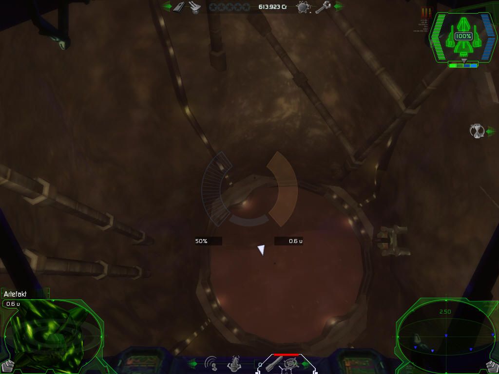 Darkstar One (Windows) screenshot: Exploring an asteroid brings up some Descent memories