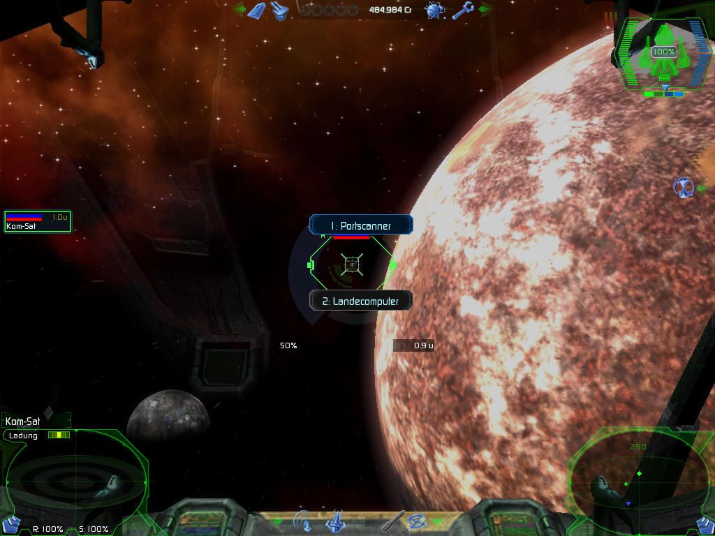 Darkstar One (Windows) screenshot: Several options are available in the in-flight menu