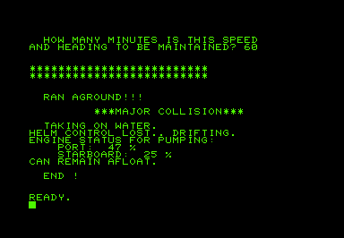 Valdez (Commodore PET/CBM) screenshot: Major collision
