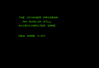 Voyager I: Sabotage of the Robot Ship (Commodore PET/CBM) screenshot: Title screen