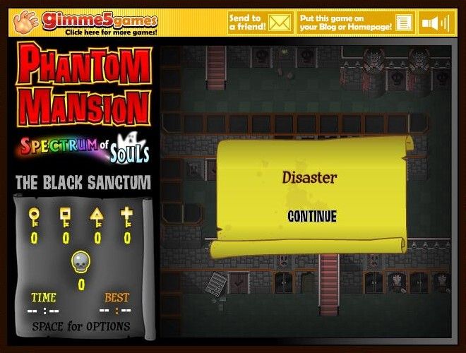 Phantom Mansion: Spectrum of Souls - Chapter 8: The Black Sanctum (Browser) screenshot: Room two, "Disaster"