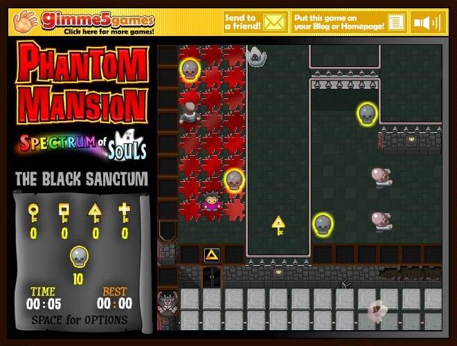 Phantom Mansion: Spectrum of Souls - Chapter 8: The Black Sanctum (Browser) screenshot: A ghost keeps hitting switches, which is altering the floor.