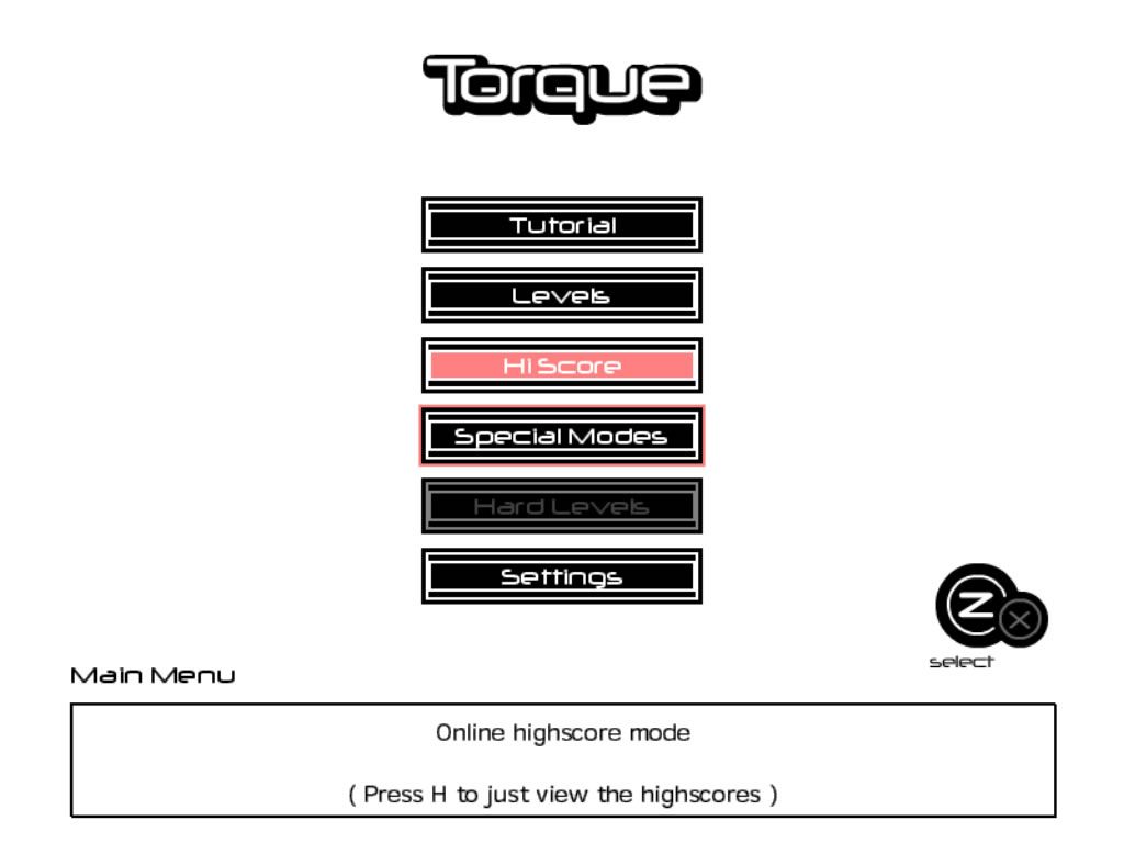 Torque (Windows) screenshot: Main menu