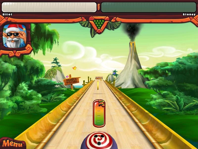 Elf Bowling: Hawaiian Vacation (Windows) screenshot: Ready to throw.