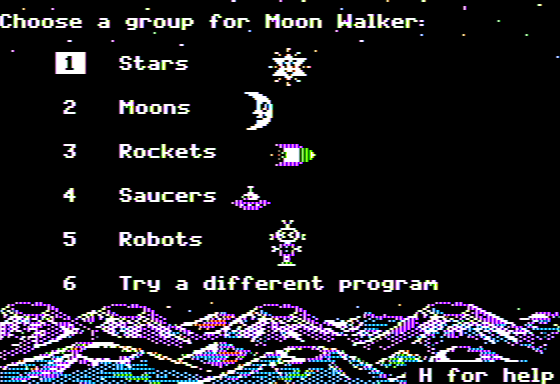 Patterns (Apple II) screenshot: Choosing an Object