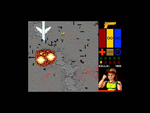 Muslim Massacre (Windows) screenshot: One of his special moves involves planes falling from the sky.