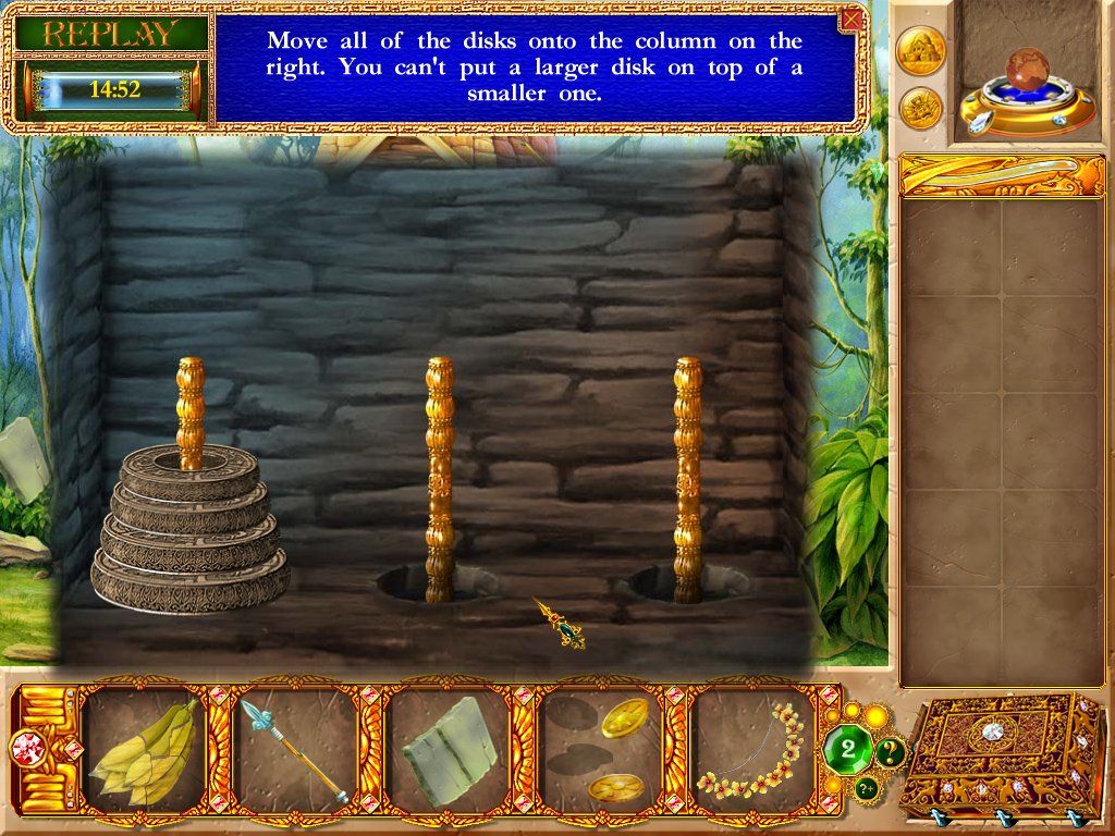 Magic Encyclopedia: First Story (Windows) screenshot: <moby game="Die Türme von Hanoi">Tower of Hanoi</moby> mini-game.