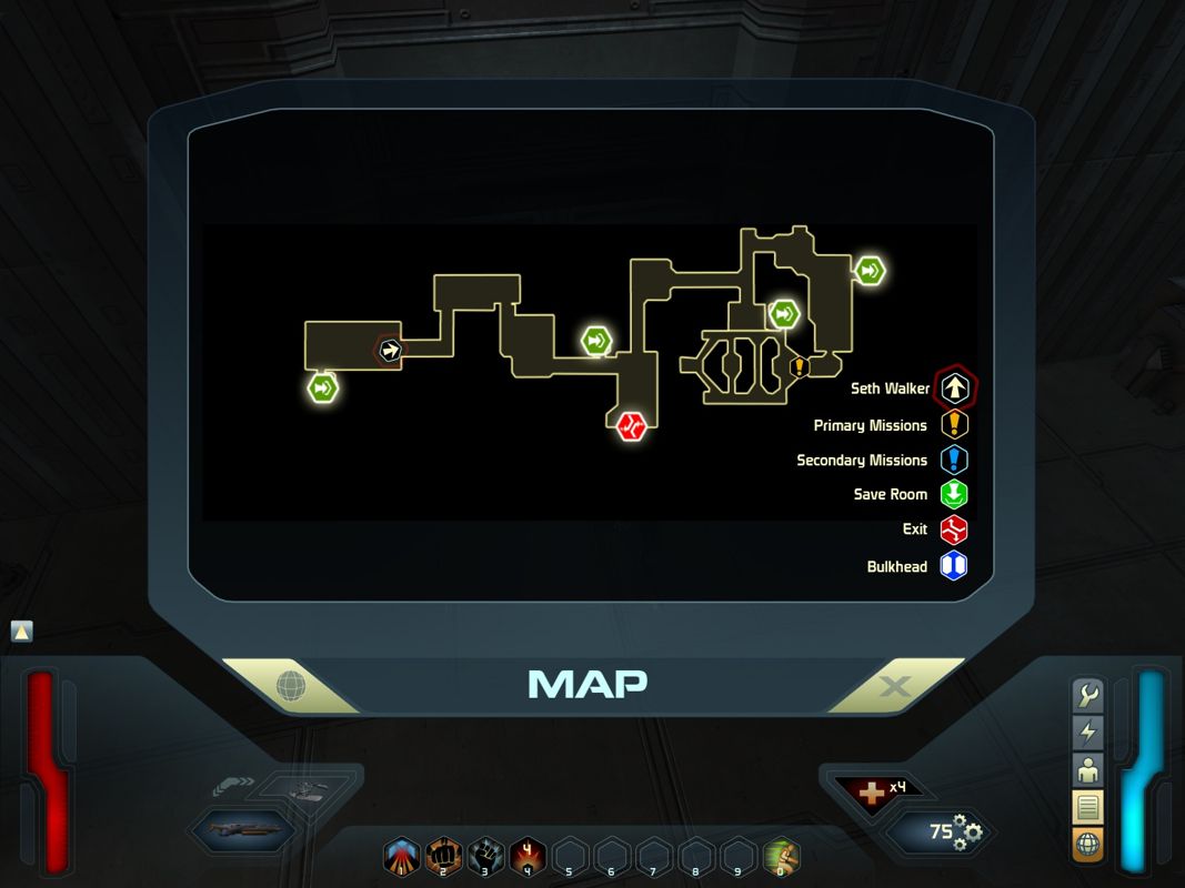 Space Siege (Windows) screenshot: The map of the current level.
