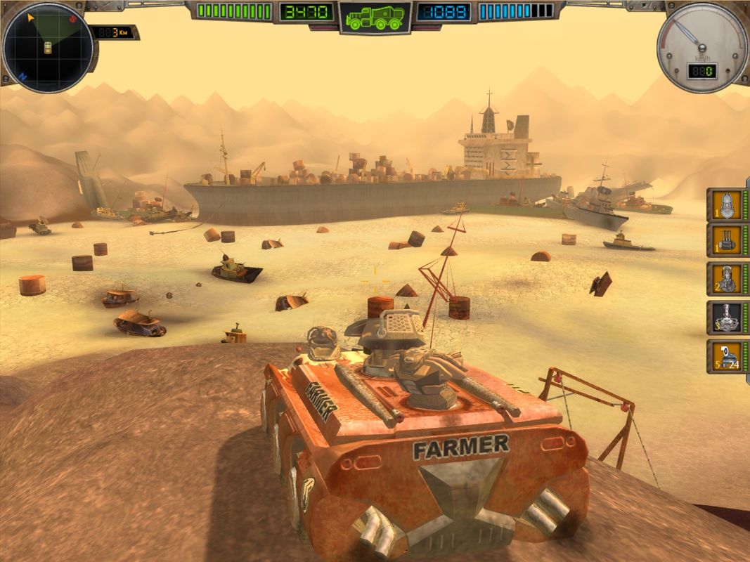 Hard Truck: Apocalypse (Windows) screenshot: Ships' graveyard