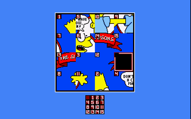 The Simpsons: Bart vs. the World (Amiga) screenshot: One of the jigsaw puzzles in the game