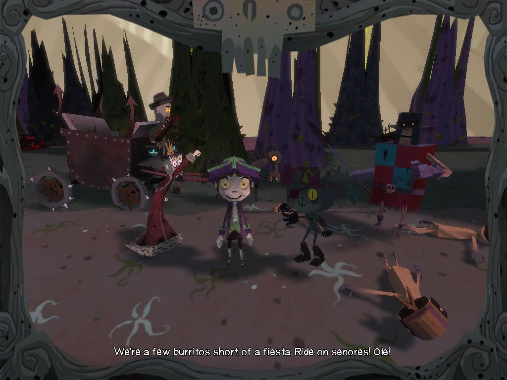 American McGee's Grimm: Puss In Boots (Windows) screenshot: The king arrives at the scene.