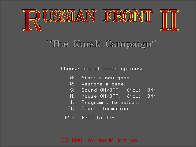 Russian Front II: The Kursk Campaign (DOS) screenshot: Start menu