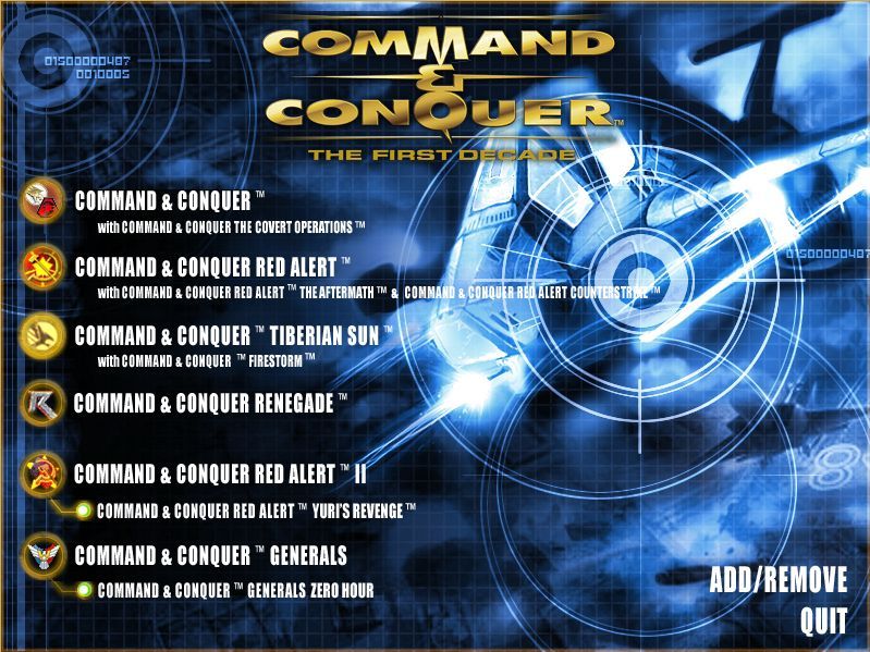 Command & Conquer: The First Decade (Windows) screenshot: Menu screen