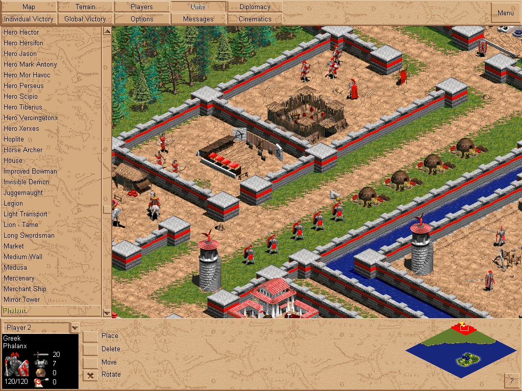Age of Empires: The Rise of Rome (Windows) screenshot: Scenario editor will let you create your own missions and campaigns.