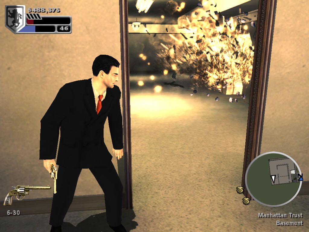 The Godfather: The Game (Windows) screenshot: For some quick cash, a "withdrawal" can be made at a local bank