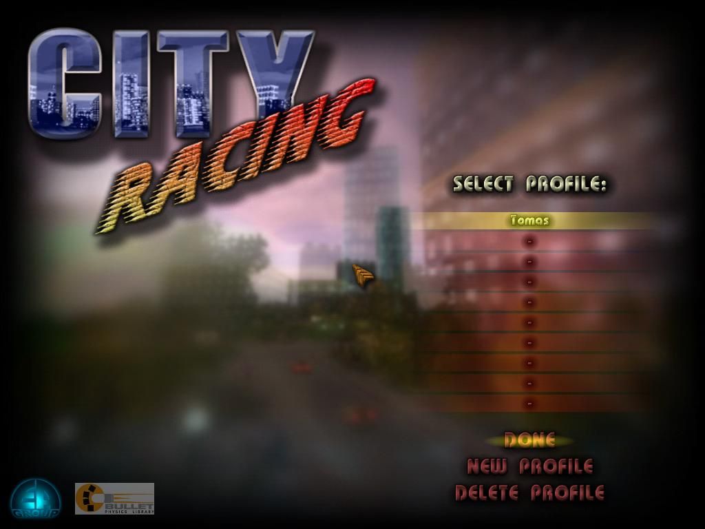 City Racing (Windows) screenshot: Profile selection screen