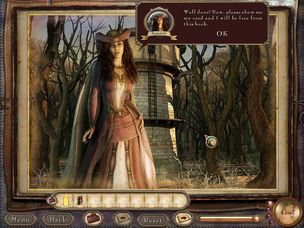 Azada: Ancient Magic (Windows) screenshot: Rapunzel asking for her card.