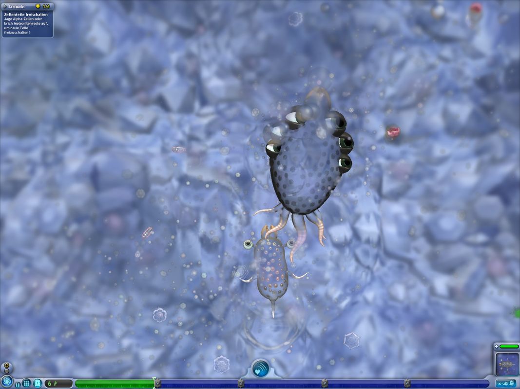Spore (Windows) screenshot: Attacking a bigger organism - and dying soon afterwards.