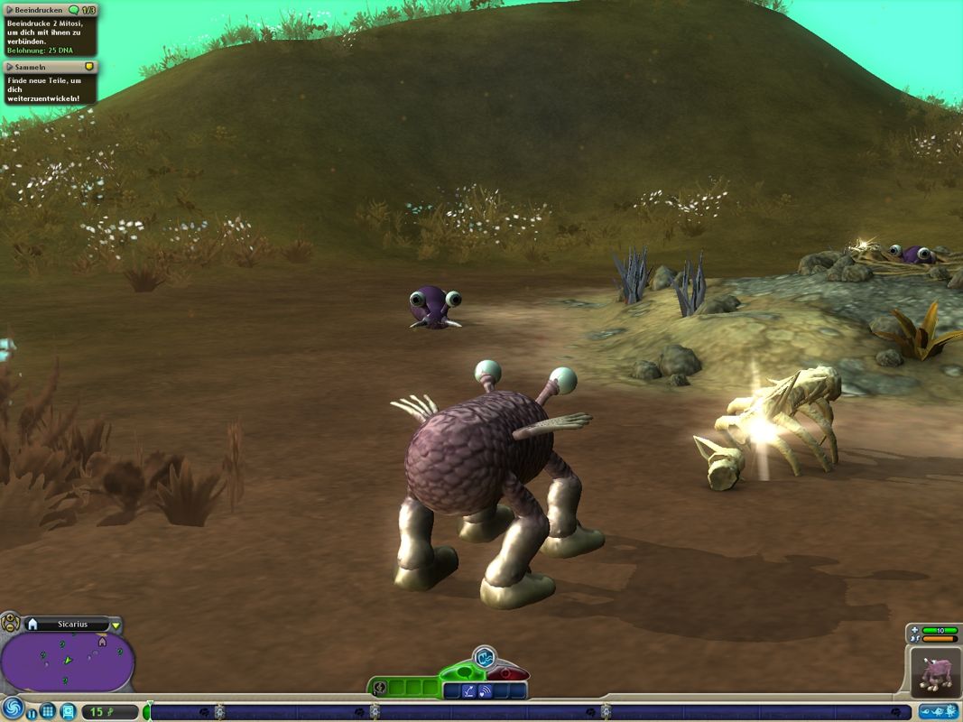 Spore (Windows) screenshot: Collect these for more usable parts.